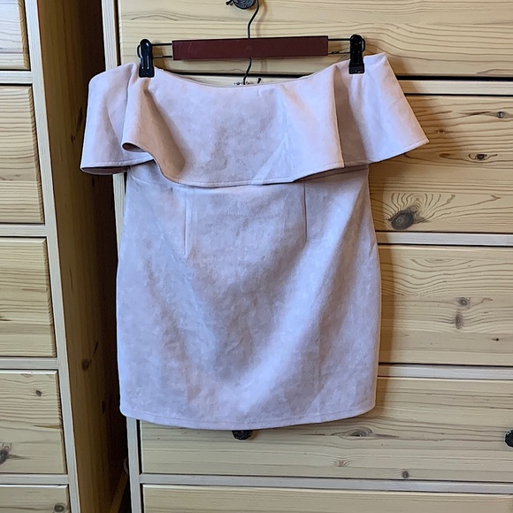 NWT REVOLVE SUPERDOWN Rebecca Strapless Shoulder Ruffle Cream Mini Dress Size XL - Picture 4 of 11